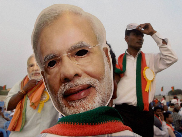 Narendra Modi's mask during his election rally