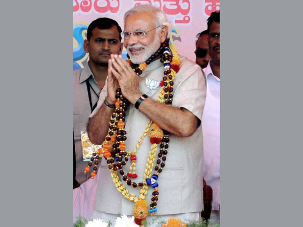 Narendra Modi at an election rally in Chikmagalur