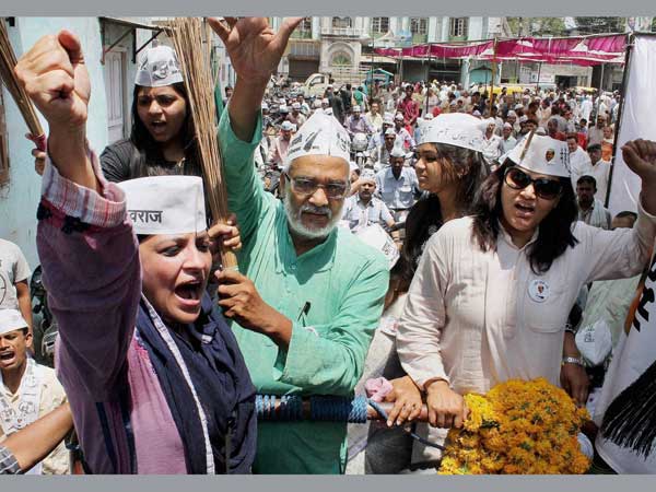 AAP leader Shazia Ilmi during a roadshow in Indore
