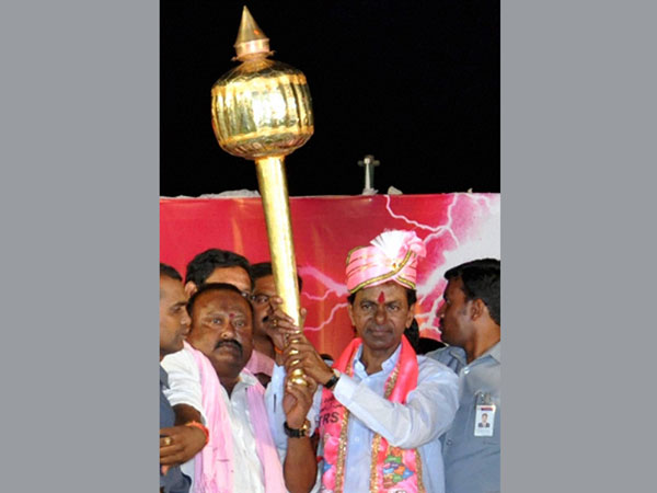 Chandra Sekhar Rao during an election rally in Karimnagar