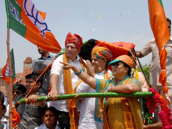 Vasundra Raje during an election campaign