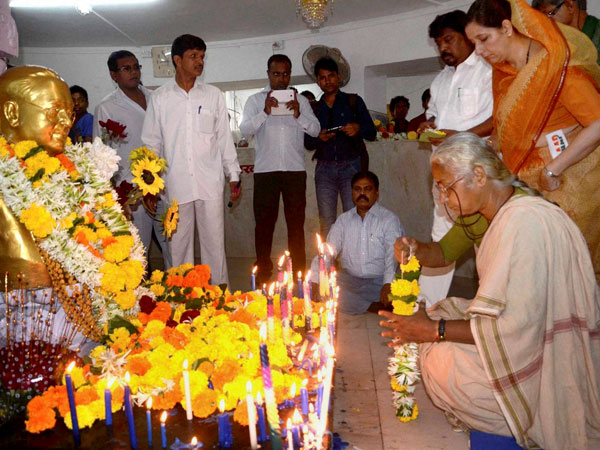 Medha Patkar pays tribute to B R Ambedkar 