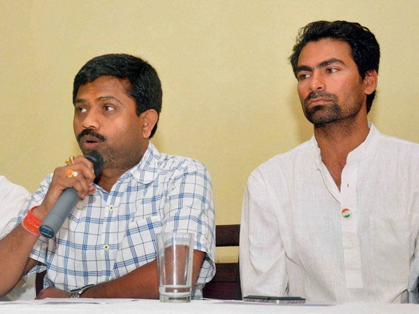 Nand Gopal Gupta Mohd. Kaif addressing the media