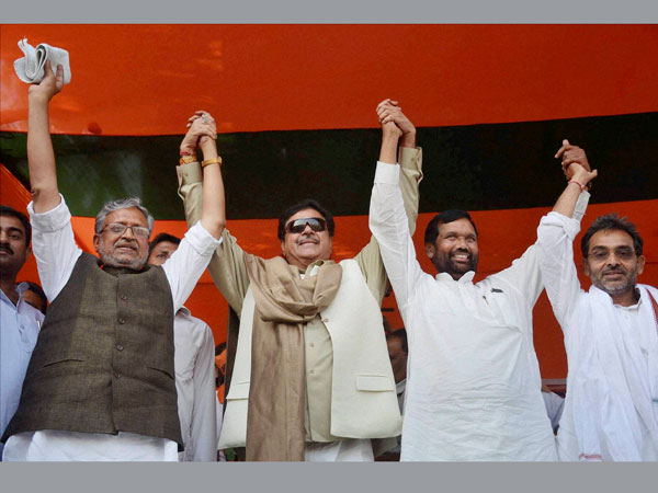 Ramvilash Paswan and BJP Lok Sabha candidate from Patna Sahib Shatrughan Sinha