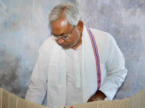 Bihar Chief Minister Nitish Kumar casts his vote 