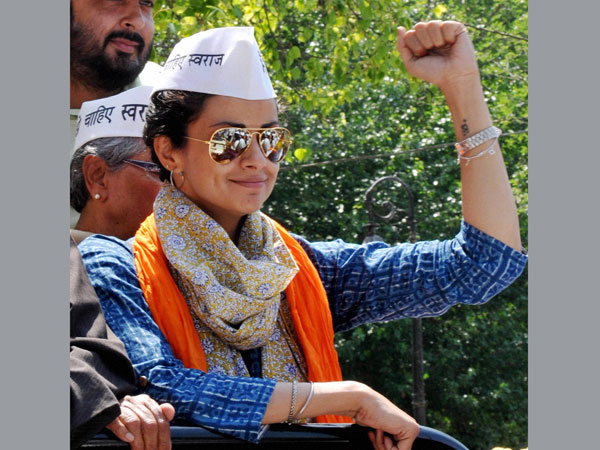 Gul Panag during an election road show
