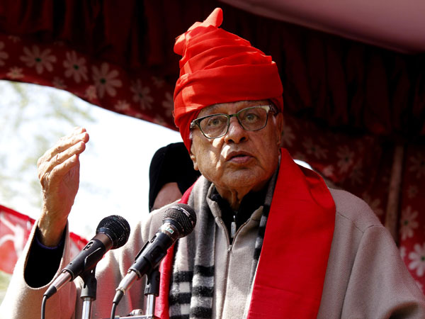Farooq Abdullah addresses during a public meeting