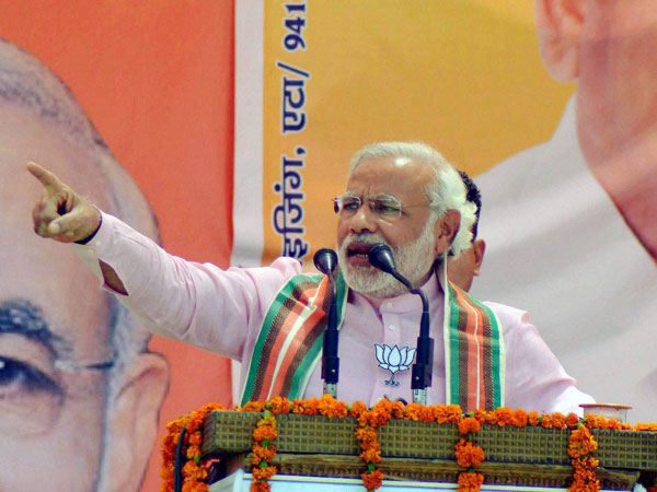 Narendra Modi addresses an election rally in Etah