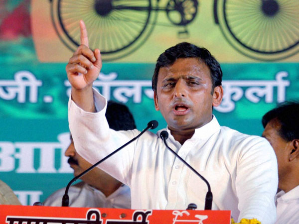 Akhilesh Yadav during an election rally in Mumbai