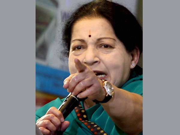 AIADMK Supremo J Jayalalithaa addresses an election campaign