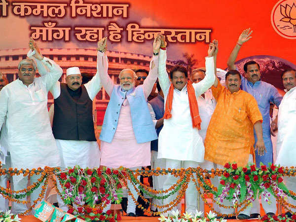 Narendra Modi at an election campaign rally