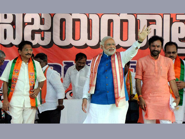 Narendra Modi at an election campaign
