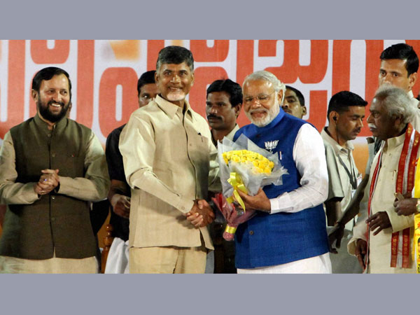 Narendra Modi,TDP President N.Chandra Babu Naidu at a public meeting