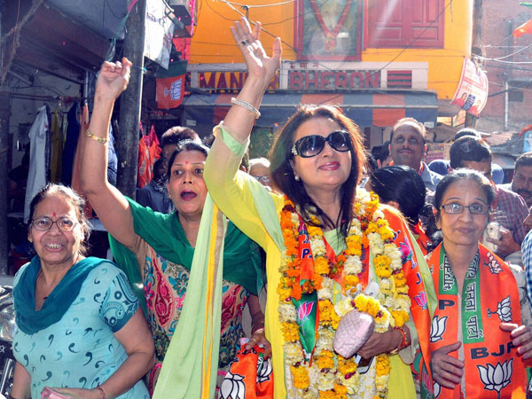 Poonam Dhillon during an eletion campaign