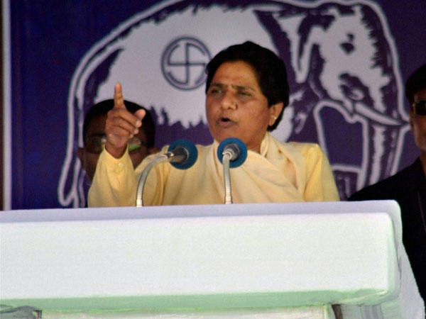 BSP supremo Mayawati addresses at an election campaign
