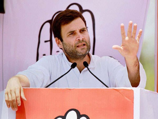 Rahul Gandhi addressing an election rally