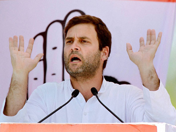 Rahul Gandhi addressing an election rally