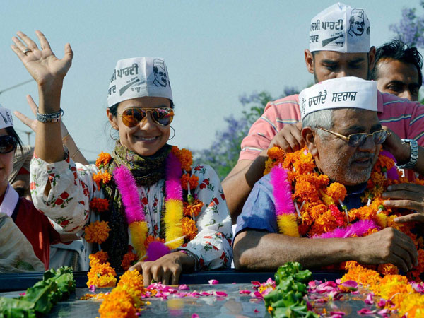 Gul Panag during an election road show in Patiala