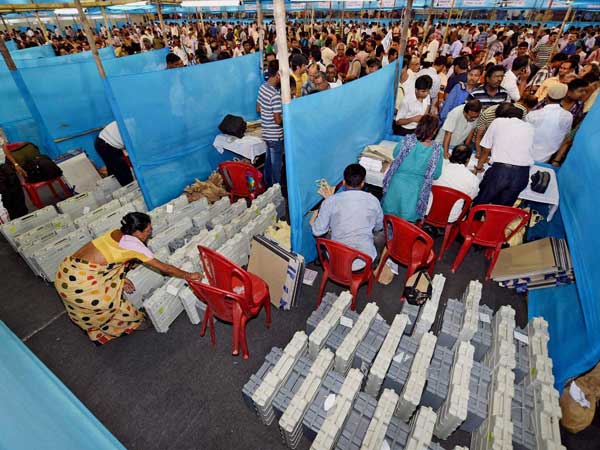 Polling parties collecting election material