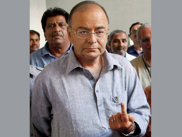 Arun Jaitley shows his inked finger