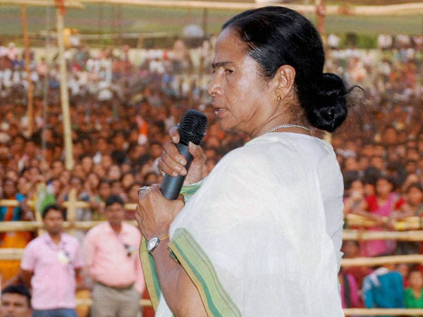 Mamata Banerjee addresses during an election campaign