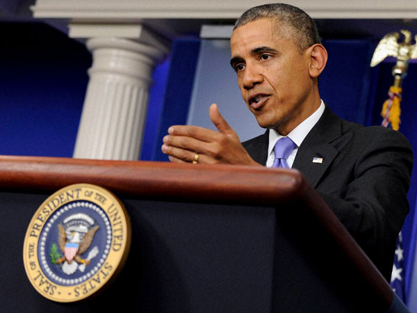 President Barack Obama speaks in the Brady Press Briefing Room