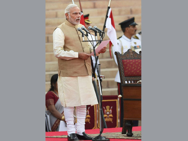 Narendra Modi taking oath as the 15th Prime Minister of India