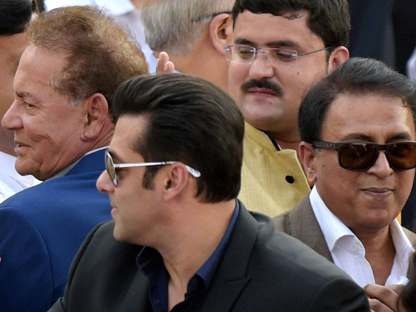 Actor Salman Khan, his father Salim Khan and cricket legend Sunil Gavaskar