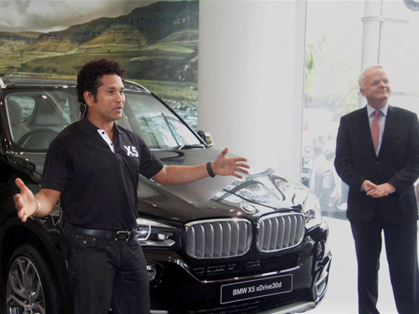 Cricket legend Sachin Tendulkar at the launch of BMW X5 