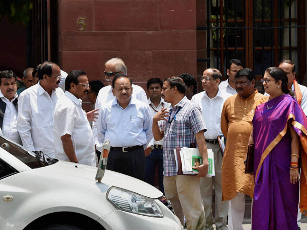 Union ministers and officials after the Cabinet Meeting