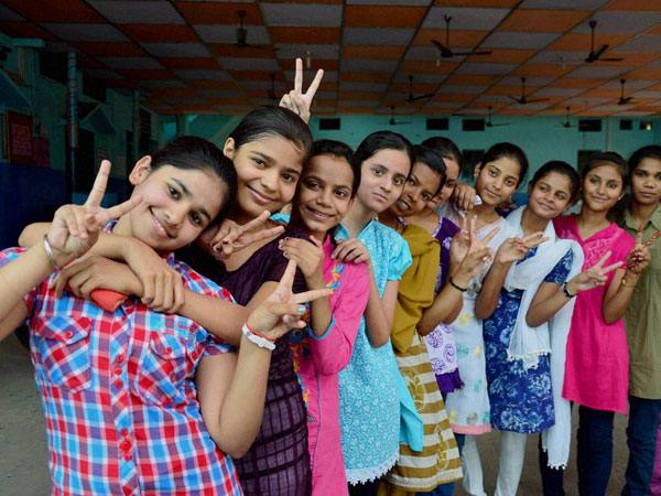 Students celebrate their successes after declaration Students celebrate their successes after declaration