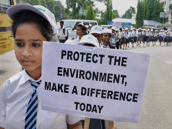 A school student taking part in an awareness rally