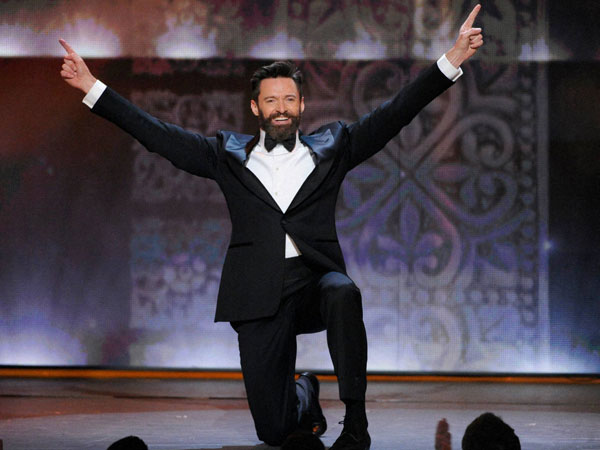 Host Hugh Jackman performs onstage at the 68th annual Tony Awards 