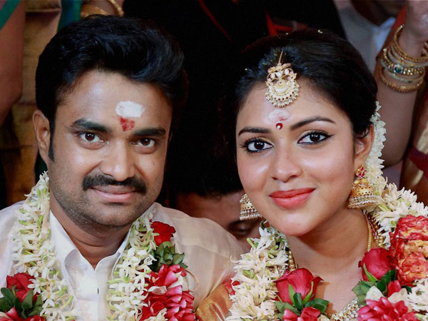 Actress Amala Paul and director A. L Vijay during their wedding ceremony