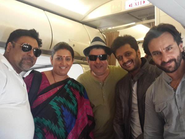 Human Resource Development Smriti Irani in a flight