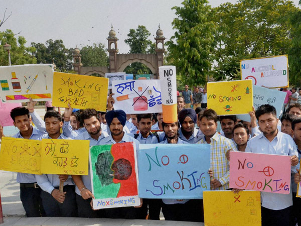 Engineering students take out an anti-drug rally