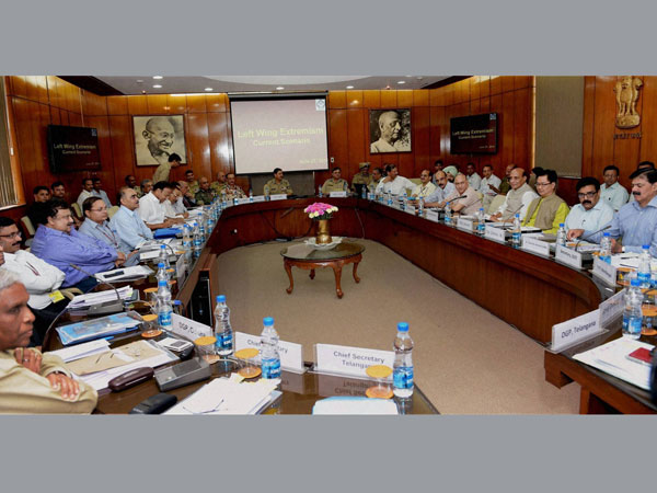 Union Home Minister Rajnath Singh at a meeting with the Chief Secretaries and DGPs