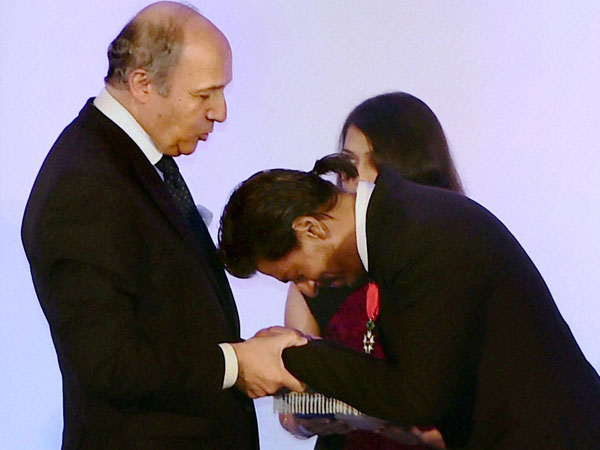 Bollywood superstar Shah Rukh Khan being conferred
