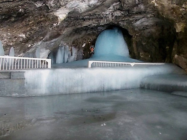  A view of holy Shiv Lingam in Amarnath cave 