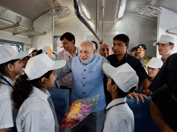 Prime Minister Narendra Modi interacts with children