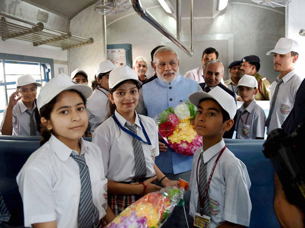 Prime Minister Narendra Modi interacts with children