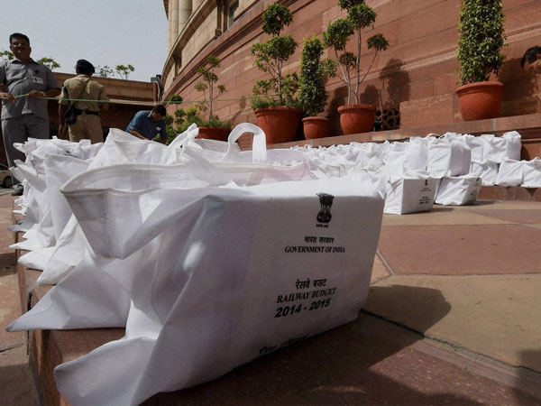 The bundles of copies of Rail Budget- 2014-15
