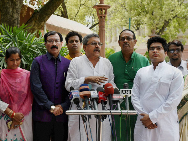 TMC MPs react on rail budget at Parliament House