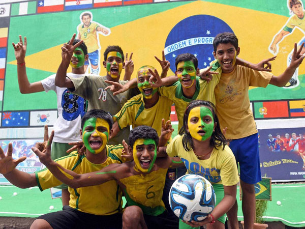 Brazil fans cheer in Kolkata