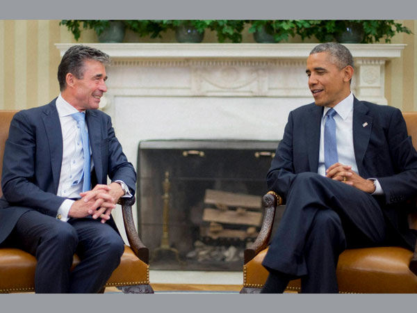 President Barack Obama meets with NATO Secretary 