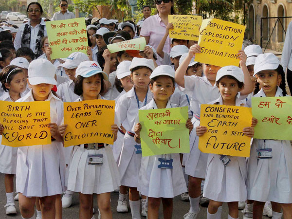 Students take out an awareness rally against population growth