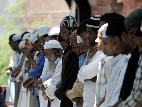 People offer Namaz at Moti Masjid during Ramadan