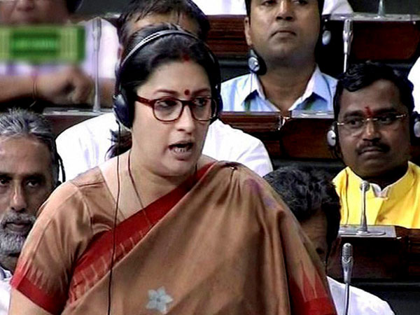 HRD Minister Smriti Irani speaks in the Lok Sabha