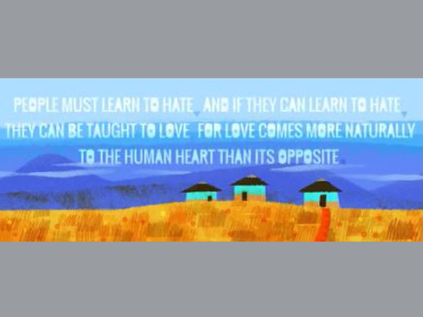 Nelson Mandela with a Doodle on the occasion of his 96th birthday