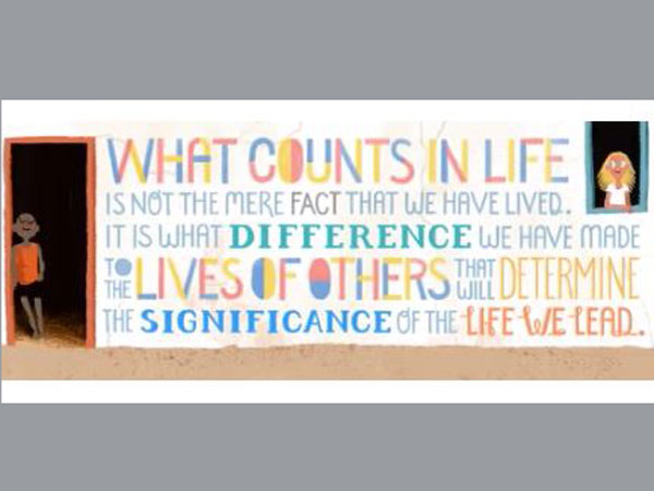 Nelson Mandela with a Doodle on the occasion of his 96th birthday